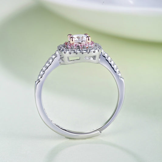 Split Shoulder Flower Petal Setting Style Solitaire Diamond Engagement Ring